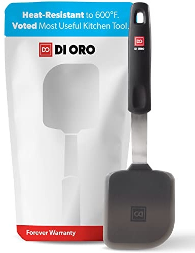 DI ORO Small Silicone Spatula - Kitchen Spatulas for Nonstick Cookware - 600°F Heat-Resistant Thin & Flexible Silicone Turner - BPA Free Mini Egg & Cookie Spatula for Cooking - Dishwasher Safe