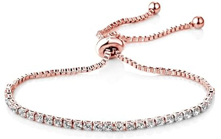Philip Jones Rose Gold Plated Solitaire Friendship Bracelet Created with Zircondia® Crystals