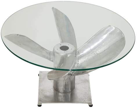 Couchtisch OCEAN 60cm - silber transparent - Sicherheitsglas - robust | Montiert, hochwertig, für Wohnzimmer, eleganter Look, Unikat, maritimer Look