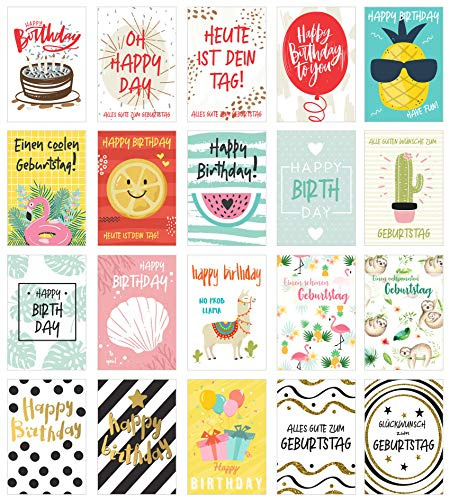 Edition Seidel Set 20 exklusive Premium Geburtstagskarten mit Briefumschlag. Glückwunschkarte Grusskarte Geburtstag Geburtstagskarte Mann Frau Karten Happy Birthday Billet Sprüche