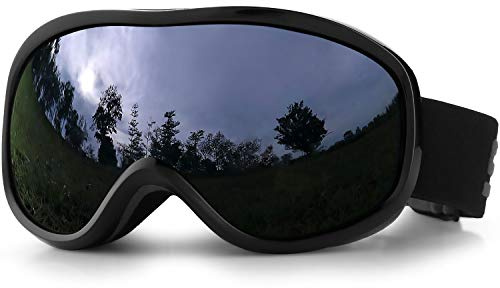 SPOSUNE Skibrille Damen Herren Snowboardbrille OTG Kids Skibrille Brille Wear Anti-Fog 100% UV400 Schutz für Skifahren Rollschuhlaufen Windschutz Schlagfest Helm kompatibel