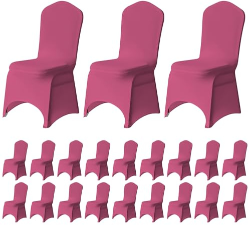 Trimming Shop Spandex Chaise Housse Tissu Extensible Amovible Lavable Protection Housses pour Mariages Banquets Cérémonie Hôtel Dîner Fêtes Décoration - Fuchsia, 30pcs