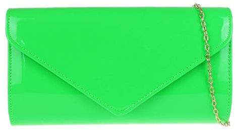 Girly Handbags Borsa semplice lucida per le signore, verde fluo