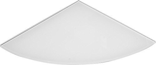 ib style® Glasregal | Eckregal | Viertelkreis |inkl. Befestigungsclip QUADRO Verchromt| 3 Dekore | 8mm - 35x 35 cm - Weiß