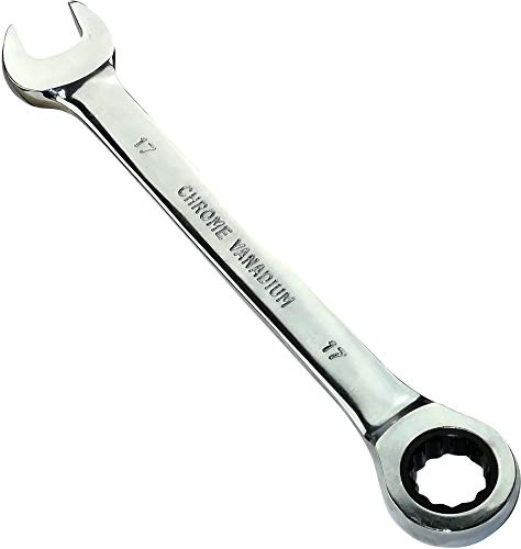 AERZETIX - Llave Plana combinada manual extremo abierto/Clásico 17mm - a Llave de trinquete 17mm Anillo/Ojo 12 lados - Métrico - CR-V - para Apriete/Ensamble - Mango Recto Pulido - DIN 3113 - C45513