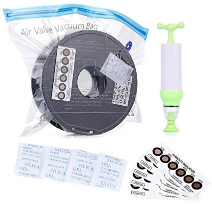 Sovol 3D Drucker Filament Vakuumbeutel, Filament Beutel Vakuum Kit Inklusive 10 Beutel mit 10 Trockenmitteln, 10 Feuchtigkeitsanzeigekarten und 1 Handpumpe