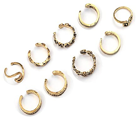 Sttiafay Boho-Totem-Muster Knöchel Zehenring Set Gelenk Stapelbare Zehenringe Stilvoll Offener Ring Fuß Zubehör Schmuck für Frauen und Mädchen (9 Stück)