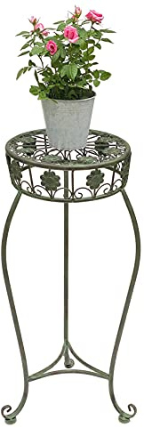 DanDiBo Blumenhocker Metall Grün Rund 75 cm Blumenständer 96008 L Blumensäule Antik Pflanzenständer Pflanzenhocker Vintage