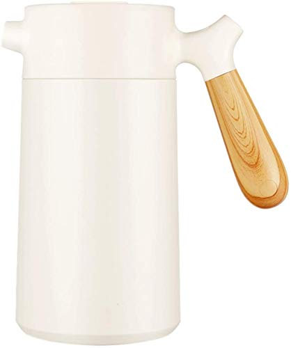 NCRD French Press Coffee Maker (1L) - Doppia Parete pressa per caffè Grande con 2 filtri, Elegante ruggine Accessorio Cucina Senza Cucina in Acciaio Inox con Manico in Legno di Teak (Color : White)
