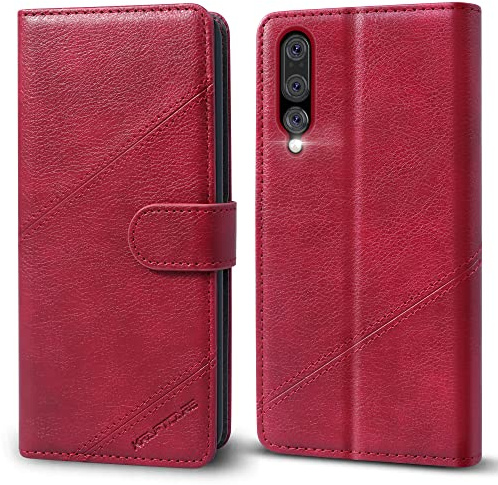 KRAFTCARE Handyhülle für Huawei P20 Pro Hülle, [Kartenfach] [Standfunktion] [Magnet] Flip Case Leder Stoßfeste Schutzhülle Klapphülle für Huawei P20 Pro Hülle, Weinrot