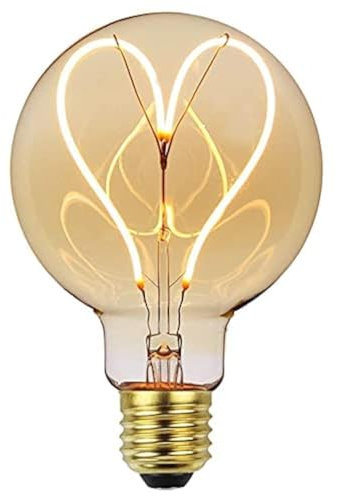 Gokoly E27 LED Vintage Light Bulb, Screw 4W Edison LED Filament Bulb, Big Size 95mm Globe Spiral LED Bulbs, Retro Amber Glass Decorative Light Bulbs, Warm White 2200K