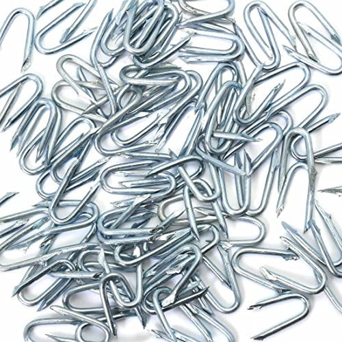 TRTO Silver Colour Galvanised U Nails 15mm - 40mm Netting Fencing Staples Wire Mesh Fences Easy To Use and Clean