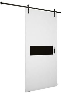 Mirjan24 Schiebetürsystem Antic IV, Schwarz Glas, Komplett-Set für Schiebetüren, Abstandsführung Trennwände Innentüren (Weiß, Modell 100.)