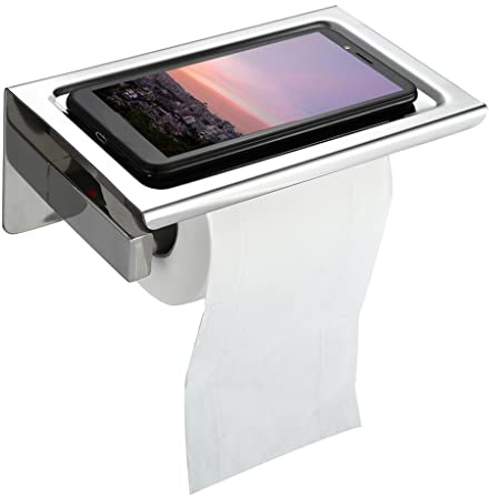 Étagères de salle de bain Porte-rouleau de papier toilette en acier inoxydable pour salle de bain, support mural pour téléphone en papier WC, boîtes à mouchoirs Porte-serviettes en papier de cuisine (