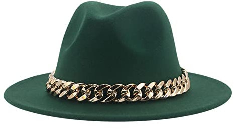 Faringoto Hüte für Damen, modische Fedora-Hüte, Damen-Hüte mit Krempe, dunkelgrün, M