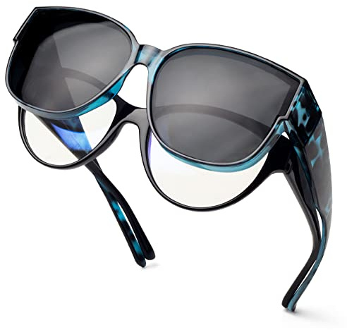 Face Shadow Polarisiert Überzieh Sonnenbrille über Normale Brille UV400 | Übergroß Überbrille für Brillenträger, für Damen Herren, Ultra Leicht für Fahren, Radfahren, Sport und Freizeit