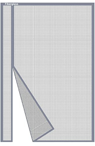 Risareyi Apertura Laterale Zanzariera Magnetica 90x215cm, Grigio | in Fibra di Vetro Rete Molto Resistente, Tenda Zanzariera Porta Finestra per Balcone, Chiusura Automatica, 4cm Nastro Adesivo