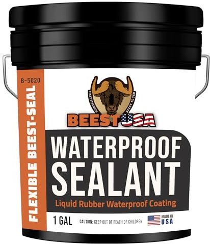 BEEST Liquid Rubber Waterproof Sealant Black, 1 Gallon Covers up to 25-35 Sq ft| Roof Sealant Waterproof Coating for Indoor & Outdoor Leak Repair| Easy to Apply Waterproofing Foundation Sealer