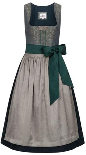 Nübler Damen Dirndl Lea I Größe 30-54 I Midi-Dirndl mit Rocklänge 70 cm & passender Schürze I Festliches Trachtenkleid mit modernem Schnitt & dezenten Details I Ideal für Trachten & Festlichkeiten
