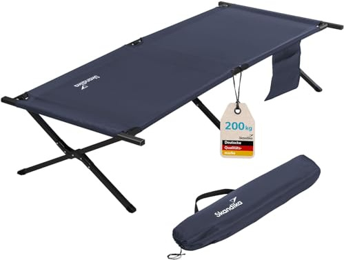 Skandika Campingliege Mutenia | Klappbare Sonnenliege mit Organizer-Tasche, max. 200 kg, 210 x 75 cm, Anti-Rutsch-Füße, Tragetasche | Feldbett Outdoor, Camping, Strand, Garten
