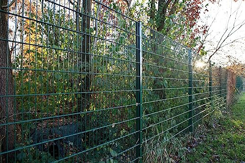 Doppelstabmattenzaun Komplett Set 868 Moosgrün | Mit Abdeckflachleiste| Gartenzaun Stabmattenzaun Neu 10-83 cm