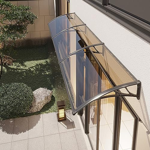 Outdoor Window Rain Shelter Cover,Front Door Canopy Outdoor Awning,Door Window Garden Canopy Patio Porch Awning,Brown Polycarbonate Cover,UV Protection Door Awning Shelter (60x170cm/24x67)