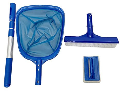 Duiaynke Juego de limpieza telescópica de aluminio para piscina, para azulejos de fondo de piscina, estanque, fuente, spa o acuario grande