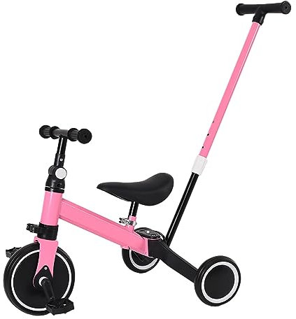 Homewell Kinderkraft Baby-Dreirad, mitwachsend, 2-in-1, kombiniert Trolley und Fahrtenfunktion, Geschenk für Babys, 1-5 Jahre, ohne Bremsen (03, Rosa)