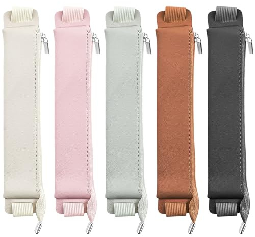 Aswewamt 5 Pcs Elastic Notebook Band Holders PU Leather Adjustable Pen Sleeve Pouch Pencil Holder Case for Notebook Planners Binders Books