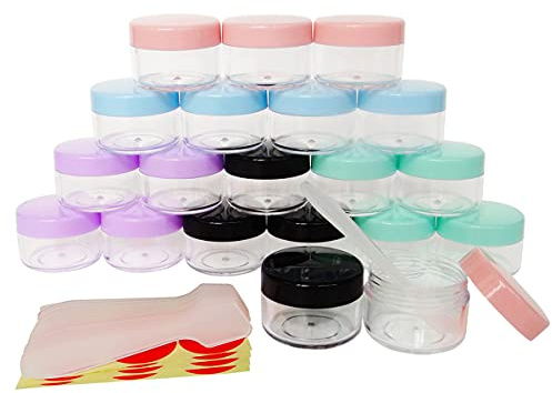 Wopanxye 20 Stück 15g Leere Proben Behälter Proben, 15ml Mehrfarbig Kosmetik Behälter mit Deckel für Make-up, Lidschatten, Nägel, Perlen, Lipgloss, Balsam, Badlotion, Gesichtscreme, Salben