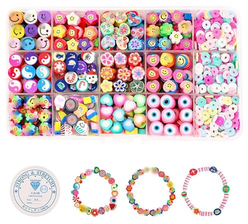 BouGPeng Geschenke für Mädchen 1230PCS Perlen Kinder DIY Schmuck Selber Machen Perlen von Buchstaben und 13 Mustern DIY Freundschaftsarmbänder Halsketten Bastelperlen Zum Auffädeln für Kinder
