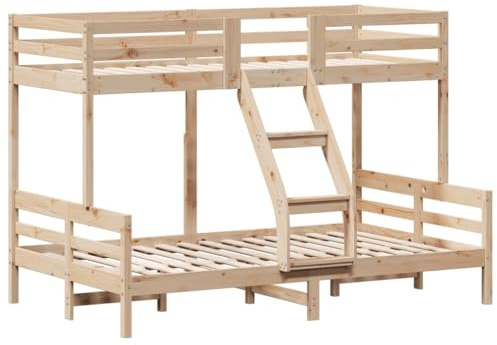 vidaXL Våningssäng 90x200/120x200 cm massiv furu, säng, sovrumsmöbel, sängstomme, sängar, sovrumsmöbler, sängbotten, loftsäng