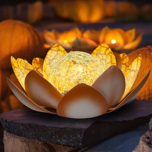Kyduu lampes solaires de jardin, Fleur de lotus lanterne solaire, Décoration de jardin lotus solaire Deco, Jardin Exterieur Lumière, Lampe Solaire Exterieur pour terrasse,cour