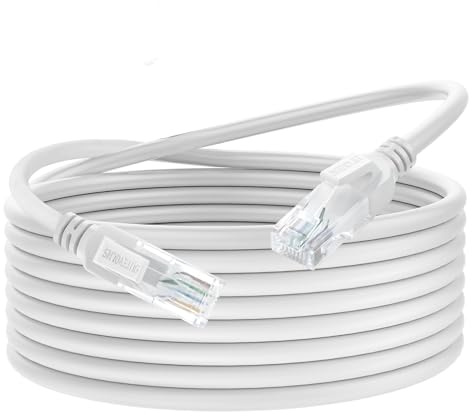 Dutevolns Ultra Flexible Cat 6 Ethernet Cable 5M, Soft 10Gbps Cat 6a Rj45 Network Cable, Gigabit LAN Cord for Mac, PC, Router, Laptop (White)