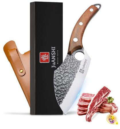 JUANSHI® Handgeschmiedetes Ausbeinmesser Vatertagsgeschenk für Papa Kochmesser Profi Wikingermesser Ausbeinmesser für Küchenmesser Outdoor scharfes Campingmesser