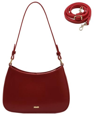 FEICHANGHAO Handtasche Damen Klein Umhängetasche PU Leather Crossbody Bag Vintage Underarm Bag Mini-Clutch y2k Fashion Shoulder Bag (Weinrot)