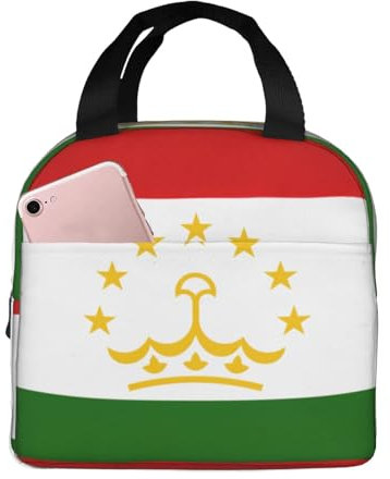 YQTGBCED Lonchera con estampado de la bandera de Tayikistán para adultos, bolsa de almuerzo aislada multifuncional para comidas frescas cada vez