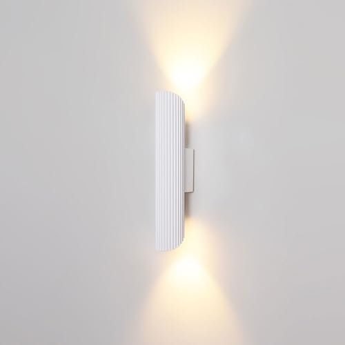 Jadssox LED-Wandleuchte Up Down Wandleuchte Geripptes Metall Wandleuchte Zylinder Wandstrahler, 6W 3000K Wandleuchten Wandbeleuchtung Innenwandfluter für Wohnzimmer Flur Schlafzimmer Treppe