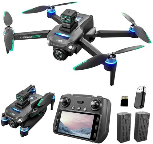 OBEST Drone GPS con Cámara 4K, Mando Distancia con Pantalla UHD 5.9, Dron Plegable con Tarjeta SD, 2 Batería 40Min, Transmisión FPV 5G, RC Cuadricóptero Adultos Estabilizador Seguimiento