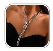 Chaîne Cubaine en forme, Slip Chaîne Collier pour Femme, Collier ras du cou pour Femme, Slip Punk Rock Gothique Réglable, Bijoux pour Fille et Mère, Anniversaire, Noël, Fête des Mères (Argent)