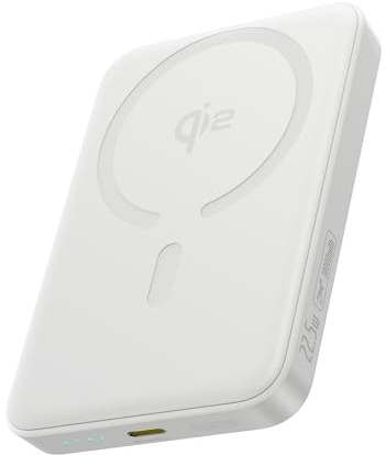 Baseus EnerFill Qi2 Certificado MagSafe Power Bank 10000mAh, PD 22.5W USB-C Salida, 15W Wireless Magnetic PowerBank, Mini Bateria Magsafe para iPhone 17/16/15/14/13/12 Plus, Pro, Pro MAX, Blanco