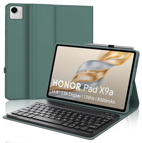 SENGBIRCH Funda de teclado para HONOR Pad X9a, 11.5 pulgadas 2025 - Teclado Bluetooth desmontable, funda protectora para Honor Pad X9a de 11.5 pulgadas con teclado inalámbrico, verde