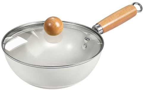 UGCER Wok et sauteuse antiadhésifs en céramique avec Couvercle en Verre – Sain, Facile à Nettoyer, Durable, revêtement Non Toxique, Compatible avec Toutes Les plaques de Cuisson,20cm