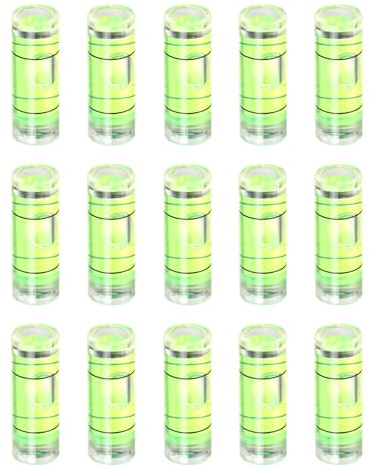 sourcing map 15 viales cilíndricos pequeños de nivel de burbuja de 23 x 8 mm, PMMA de PMMA horizontal, herramientas de diseño de medición de nivel de burbuja para RV, TV, marco de fotos, herramienta