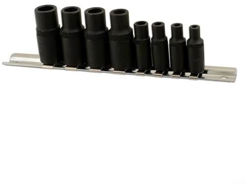 Gewindebohrer-Set, 1/4-Zoll- und 3/8-Zoll-Antrieb zum Antreiben von Gewindeschneidern, 1,5–12 mm, 8-teiliges magnetisches Steckschlüssel-Set mit Chrom-Vanadium-Konstruktion