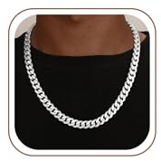 10mm S925 Silber Kette für Herren, Silber über Kubanische 46/51/56/61/66 CM | Hypoallergen Schmuck Geschenke für Männer Papa Freund Ehemann Sohn