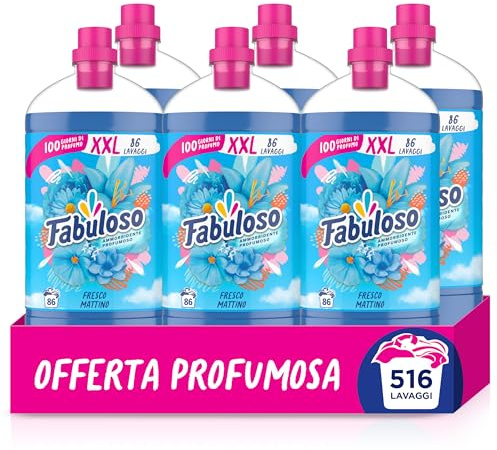 Fabuloso Ammorbidente Concentrato Profumato Fresco Mattino 1,9L | Fragranza che Dura per Settimane* | Fragranza Attivata dal Movimento | Rende i Capi Più Facili da Stirare** | 86 Lavaggi