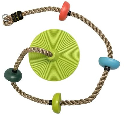 Tellerschaukel mit Kletterseil 2 m – Kletterseil mit Trittknoten & Tellersitz Ø 30 cm – Outdoor Kinder Schaukel – Seilstärke 26 mm – Gartenschaukel & Spielturm Zubehör