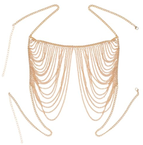 TOVINANNA Chaîne Corporelle pour Femmes en Alliage Or Élégante et Attrayante, Accessoire Unique pour Bars et Fêtes, Bijou Corporel à Franges Mode et Captivant