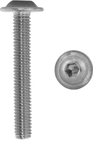 Linsenkopfschrauben M4 X 16 ISO 7380 mit Flansch u. Innensechskant (ISK) Edelstahl A2 (100 Stück) - V2A Linsenschrauben mit Bund Rundkopfschrauben Flachkopfschrauben Flanschschrauben